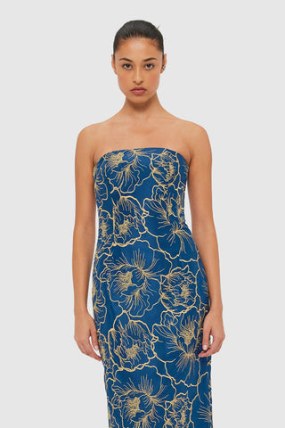 Leo Lin Rayna Bustier Maxi Dress - Marine Blue