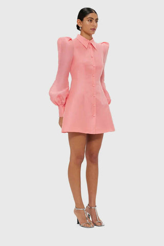 Leo Lin Lana Structured Shoulder Mini Dress - Strawberry Pink