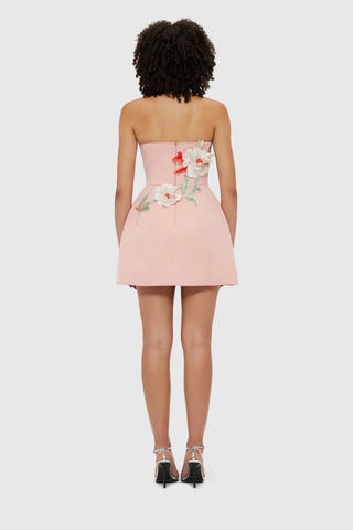 Leo Lin Rosario Appliqué Bustier Mini Dress - Peony Print