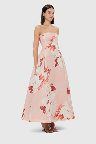 Leo Lin Nora Bustier Maxi Dress - Peony Print