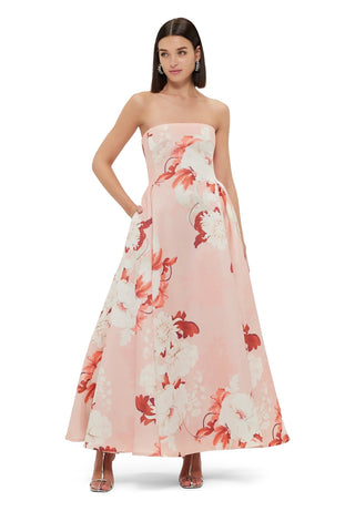 Leo Lin Nora Bustier Maxi Dress - Peony Print