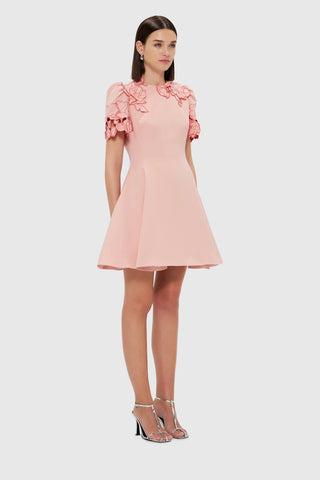 Leo Lin Elyse Appliqué Short Sleeve Mini Dress - Light Pink