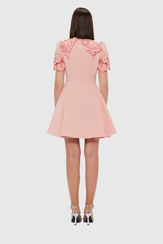 Leo Lin Elyse Appliqué Short Sleeve Mini Dress - Light Pink