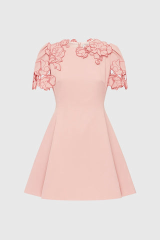 Leo Lin Elyse Appliqué Short Sleeve Mini Dress - Light Pink