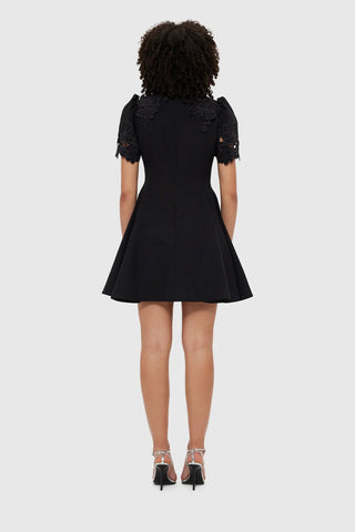 Leo Lin Elyse Appliqué Short Sleeve Mini Dress - Ebony