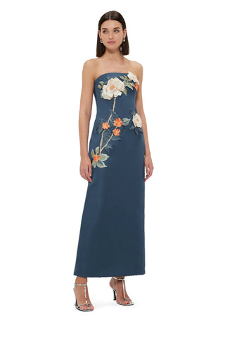 Leo Lin Rayna Appliqué Floral Bustier Maxi Dress - Pear Blossom