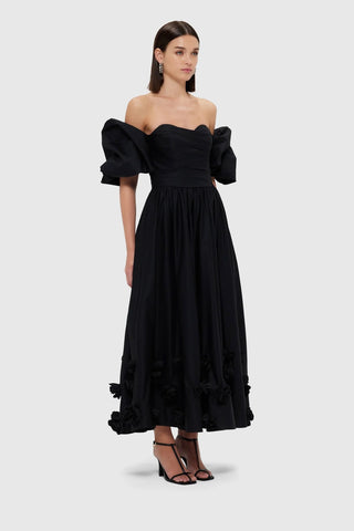 Leo Lin Miranda Rose Midi Dress - Ebony