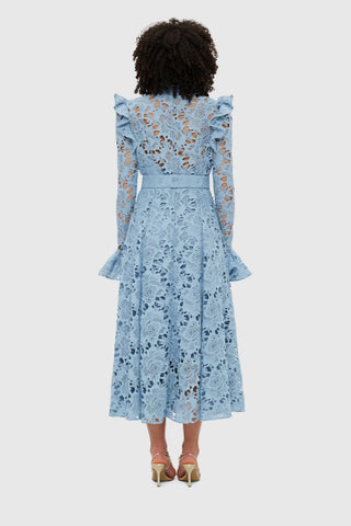 Leo Lin Aliyah Lace Butterfly Sleeve Midi Dress - Powder Blue