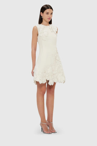 Leo Lin Chloe Appliqué Sleeveless Mini Dress - Vanilla