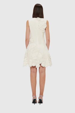 Leo Lin Chloe Appliqué Sleeveless Mini Dress - Vanilla