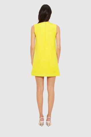 Leo Lin Yvonne Appliqué Floral Mini Dress - Iris Print in Yellow