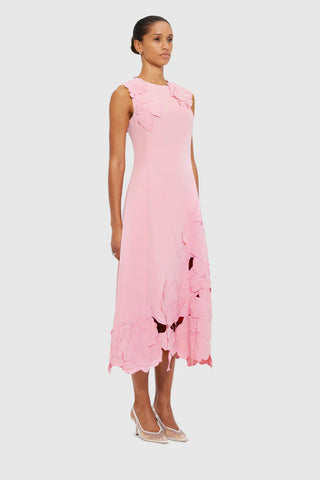 Leo Lin Cleo Appliqué Sleeveless Midi Dress - Flamingo