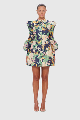 Leo Lin Lana Structured Shoulder Mini Dress - Adorn Print in Virtue