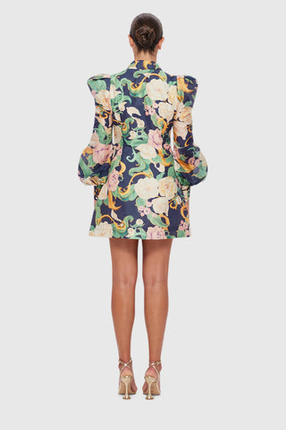 Leo Lin Lana Structured Shoulder Mini Dress - Adorn Print in Virtue