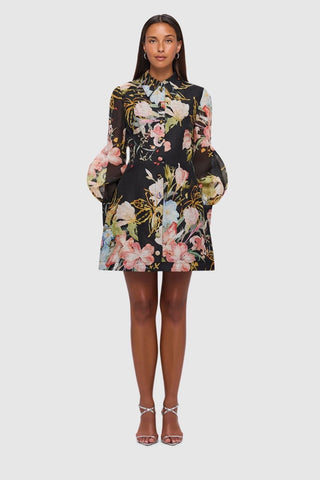 Leo Lin Luminous Silk Mini Dress - Opulent Print in Mystic