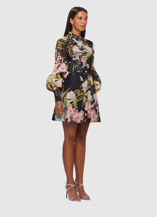 Leo Lin Luminous Silk Mini Dress - Opulent Print in Mystic