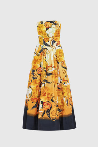 Leo Lin Lynn Bustier Midi Dress - Adorn Print in Royal