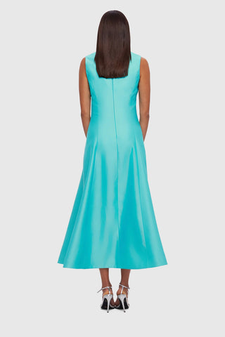 Leo Lin Nicola V Neck Midi Dress - Turquoise