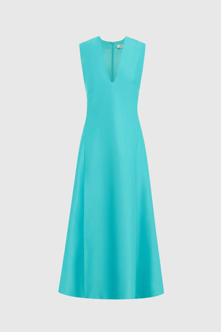 Leo Lin Nicola V Neck Midi Dress - Turquoise