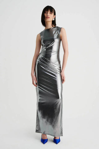 Suboo Nova Draped Maxi Dress - Gunmetal