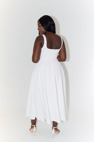 Odd Muse The Ultimate Muse High Waist Square Neck Midi Dress - White