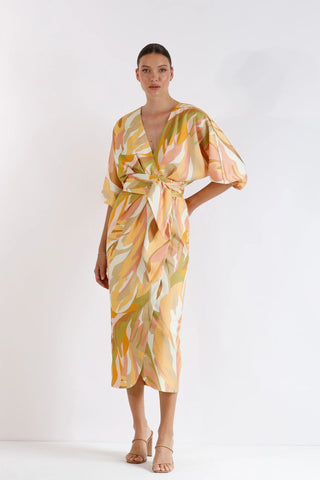 Pasduchas Vista Wrap Midi Dress - Sunset