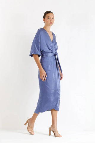 Pasduchas First Light Wrap Midi Dress - Cornflour