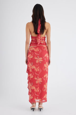 Benni Penelope Halter Maxi Dress - Hibiscus Floral