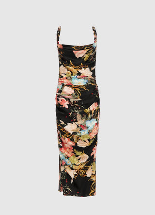 Leo Lin Rachel Cowl Neck Slip Dress - Opulent Print in Mystic