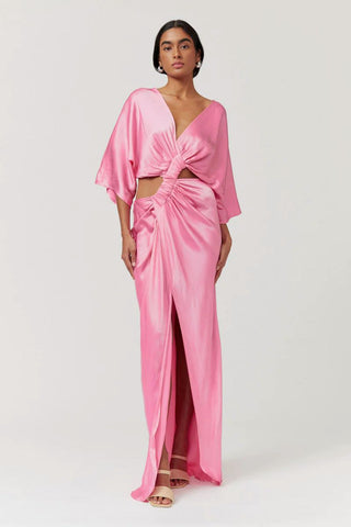 Suboo Tate Rouched Cross Over Midi Dress - Candy Pink