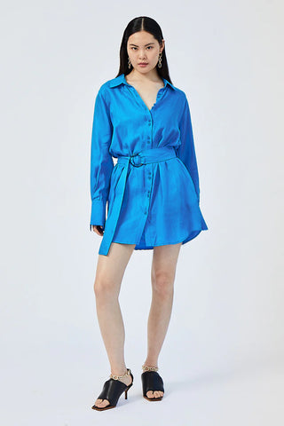 Suboo Hannah Oversized Mini Shirt Dress - Lapis Blue