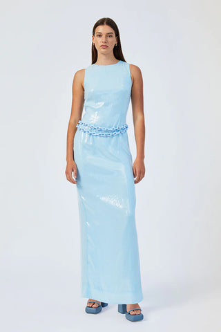 Suboo Luca Column Dress With Detachable Chain Belt Dress - Light Blue