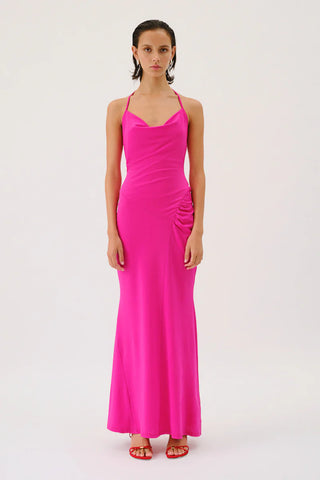 Suboo Garnet Deep Cowl Neck Maxi Dress - Hyper Pink