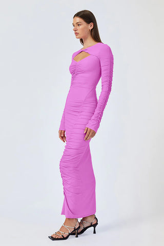 Suboo Ivy Long Sleeve Rouched Dress - Fuchsia