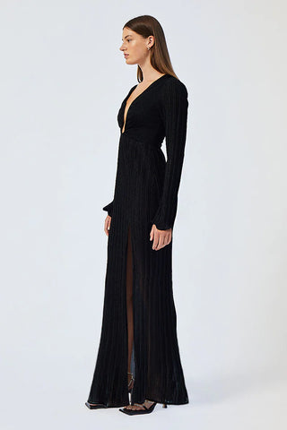 Suboo Crystal V Neck Maxi Dress - Black