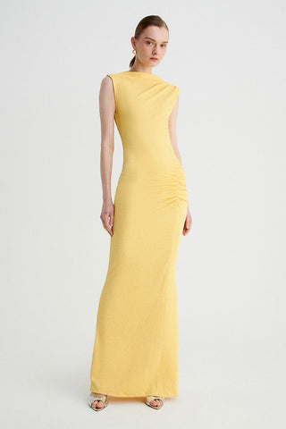 Suboo Vega Rouched Front Midi Dress - Butter