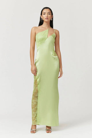 Suboo Nicky One Shoulder Maxi Dress - Green Celery