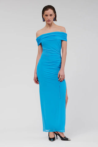 Suboo Christy Blue Off Shoulder Maxi Dress - Blue