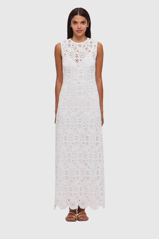 Leo Lin Serena Crochet Midi Dress - Snow