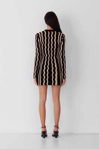 The Wolf Gang Hera Knit Wave Mini Dress - Noir