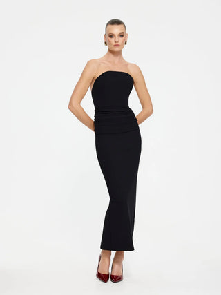 Effie Kats Astor Strapless Midi Dress - Black