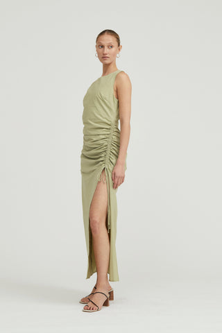 Third Form Drawn Deep Tank Maxi Dress - Sage