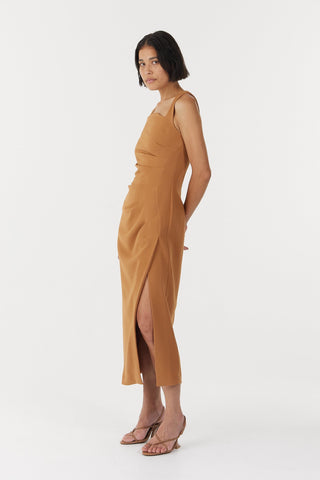 Third Form Enigma Tuck Dress - Camel