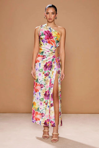 Sonya Nour Midi Dress - Floral Watercolour Print