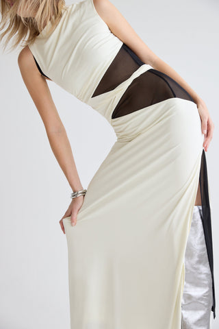 Third Form Interweave Drape Maxi Dress - Cream & Black