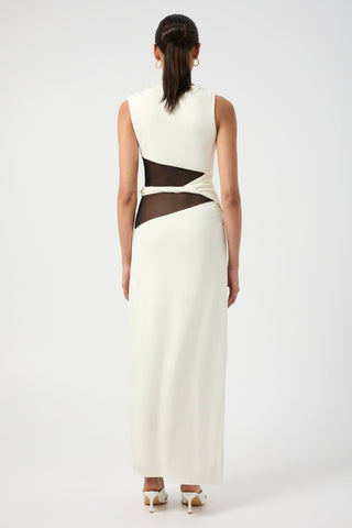 Third Form Interweave Drape Maxi Dress - Cream & Black