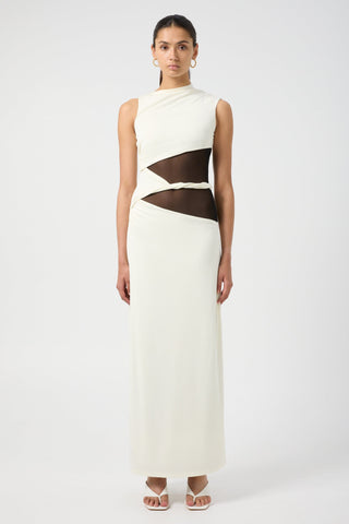 Third Form Interweave Drape Maxi Dress - Cream & Black