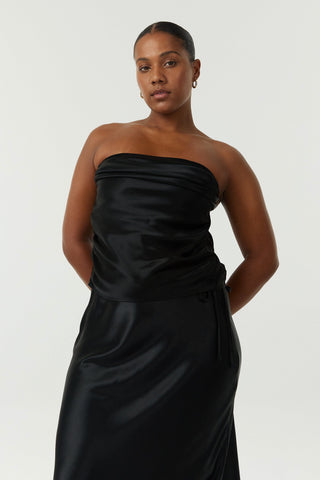 Third Form Satin Drape Bustier - Black