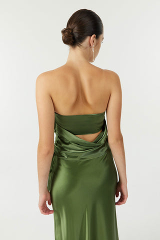 Third Form Satin Drape Bustier - Olive