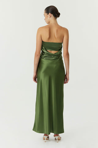 Third Form Satin Drape Bustier - Olive